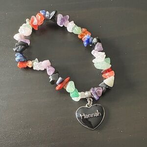 Hannah Vibrant Stone Bracelet with Heart Charm